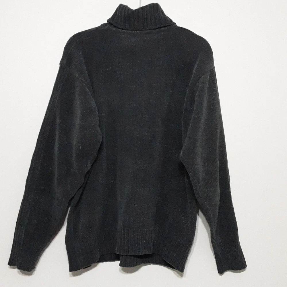 Vintage FUBU sweater pullover men M chenille turtleneck gray y2k soft Retro cozy